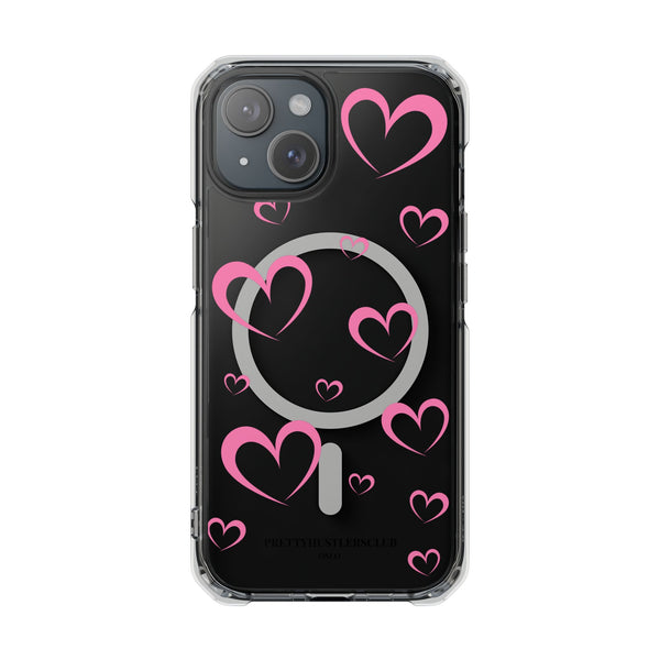 Pretty Pink Heart Pattern (MagSafe) Clear Phone Case