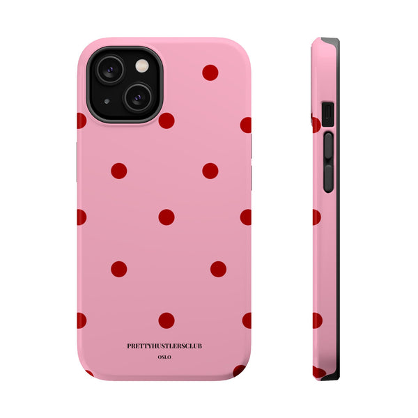 Pink With Red Polka Dots V2 (MagSafe) Phone Case