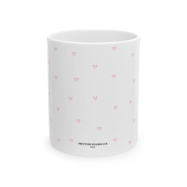 Pink Tiny Hearts Pattern Ceramic Mug