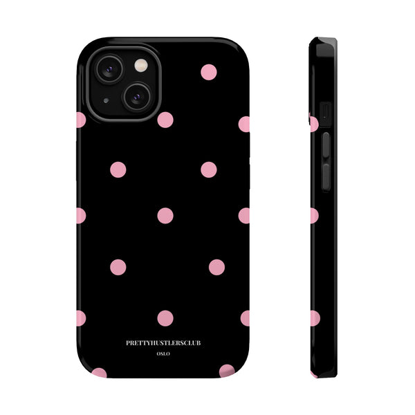 Black with Pink Polka Dots V2 (MagSafe) Phone Case