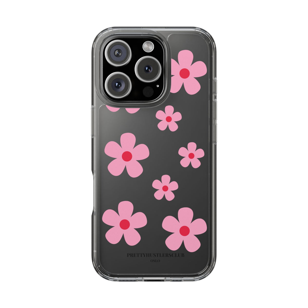 Pink Floral Design Clear Phone Case