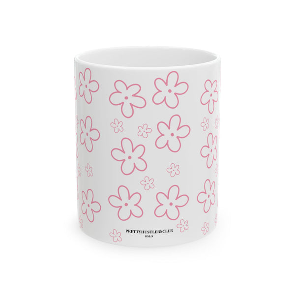 Pink Daisy Doodles Ceramic Mug