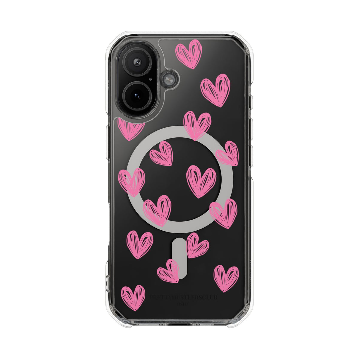 Pink Doodle Hearts (MagSafe) Clear Phone Case