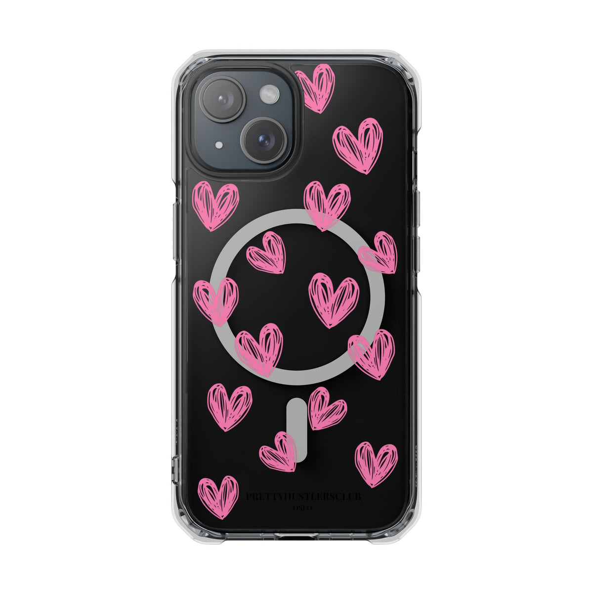 Pink Doodle Hearts (MagSafe) Clear Phone Case