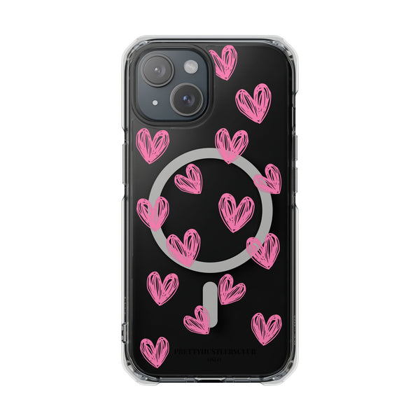 Pink Doodle Hearts (MagSafe) Clear Phone Case