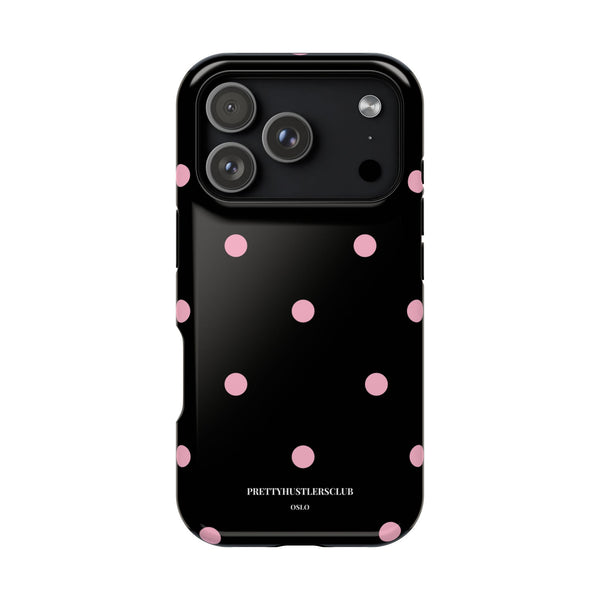 Black with Pink Polka Dots V2 (MagSafe) Phone Case