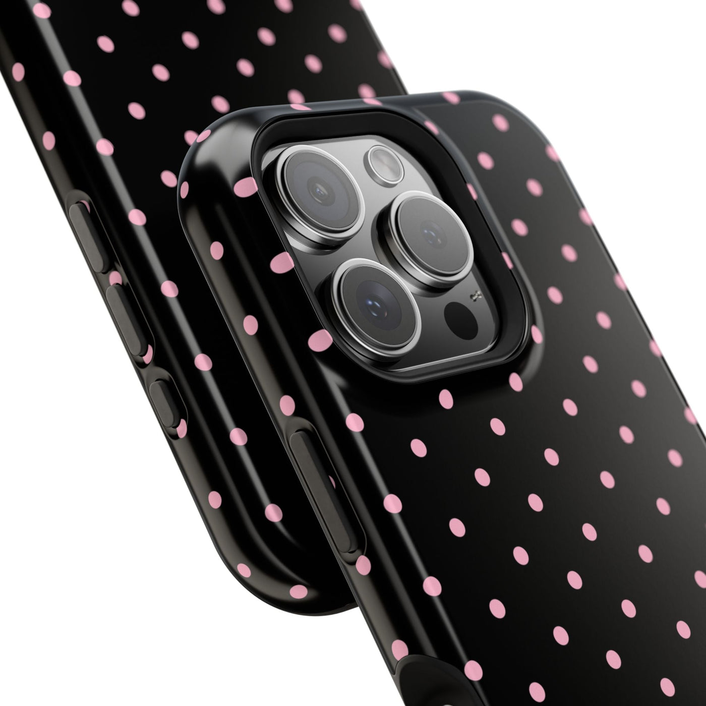 Black with Pink Polka dots