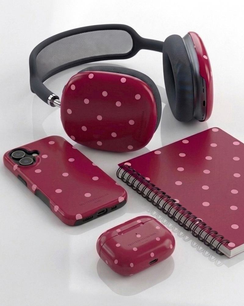 Burgundy with pink polka dots V2