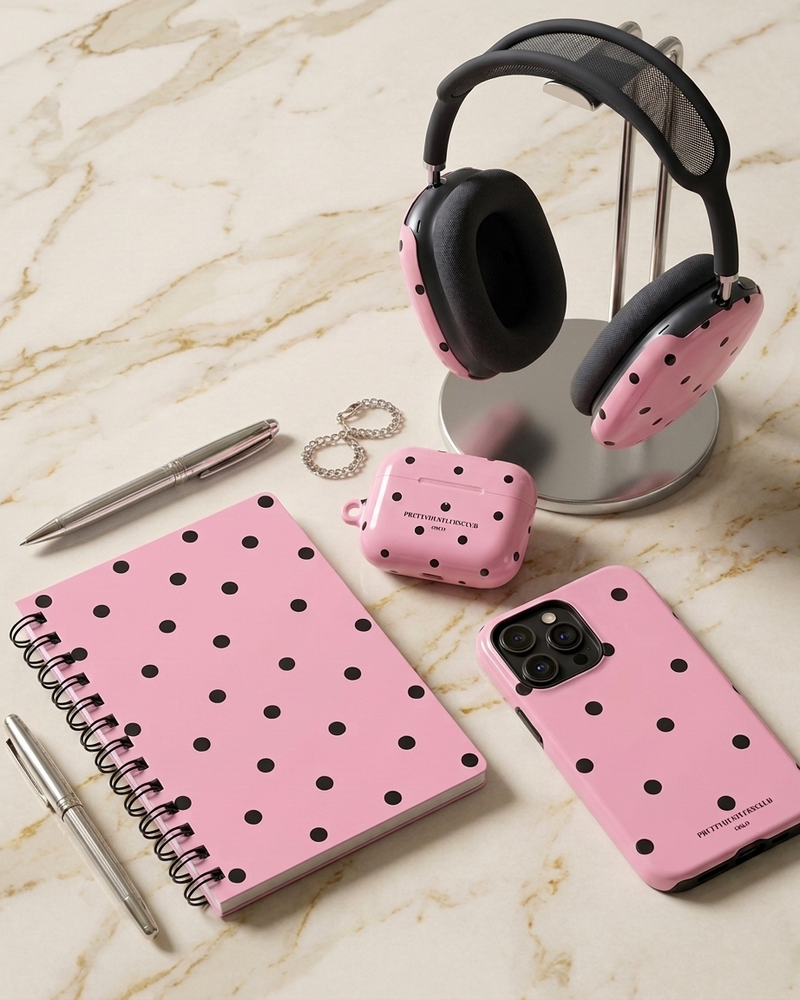 Pink with black polka dots V2