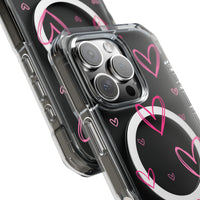 Pink Heart Sketches (MagSafe) Clear Phone Case
