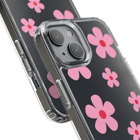 Pink Floral Design Clear Phone Case