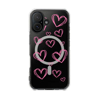 Light Pink Heart Sketches (MagSafe) Clear Phone Case