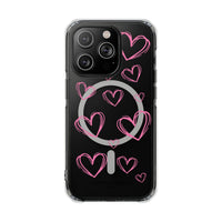 Light Pink Heart Sketches (MagSafe) Clear Phone Case