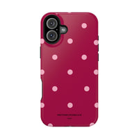 Burgundy with Pink Polka Dots V2 (MagSafe) Phone Case