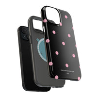 Black with Pink Polka Dots V2 (MagSafe) Phone Case