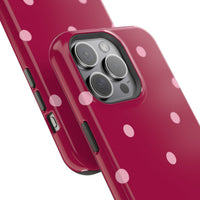 Burgundy with Pink Polka Dots V2 (MagSafe) Phone Case