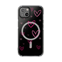 Pink Heart Sketches (MagSafe) Clear Phone Case