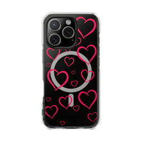 Magenta Hearts (MagSafe) Clear Phone Case