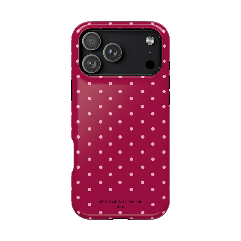 Burgundy With Pink Polka Dots (MagSafe) Phone Case