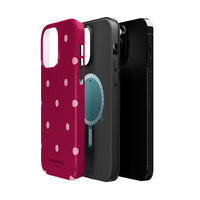 Burgundy with Pink Polka Dots V2 (MagSafe) Phone Case