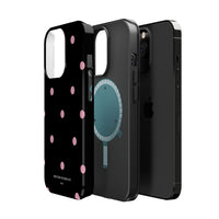 Black with Pink Polka Dots V2 (MagSafe) Phone Case