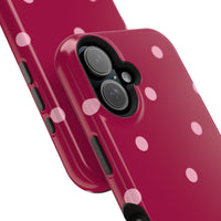 Burgundy with Pink Polka Dots V2 (MagSafe) Phone Case