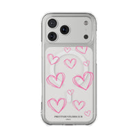 Light Pink Heart Sketches (MagSafe) Clear Phone Case