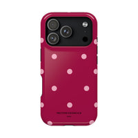 Burgundy with Pink Polka Dots V2 (MagSafe) Phone Case