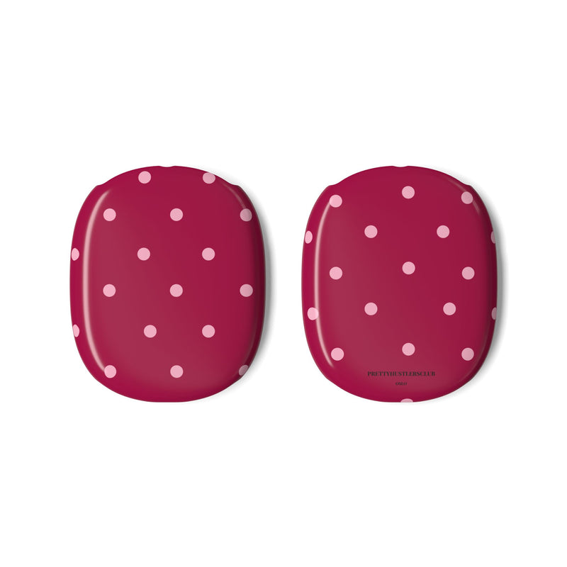 Burgundy with Pink Polka Dots V2 AirPod Max Covers
