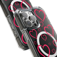 Magenta Hearts (MagSafe) Clear Phone Case