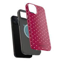 Burgundy With Pink Polka Dots (MagSafe) Phone Case