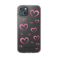 Pretty Pink Hearts Clear Phone Case