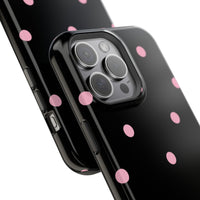 Black with Pink Polka Dots V2 (MagSafe) Phone Case