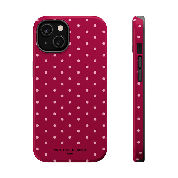 Burgundy With Pink Polka Dots (MagSafe) Phone Case