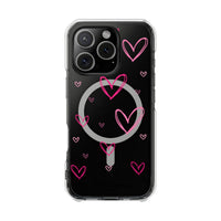 Pink Heart Sketches (MagSafe) Clear Phone Case