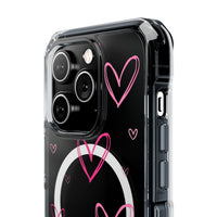 Pink Heart Sketches (MagSafe) Clear Phone Case