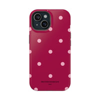 Burgundy with Pink Polka Dots V2 (MagSafe) Phone Case