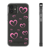 Pretty Pink Hearts Clear Phone Case