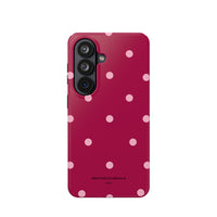 Burgundy with Pink Polka Dots V2 (MagSafe) Phone Case