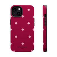 Burgundy with Pink Polka Dots V2 (MagSafe) Phone Case