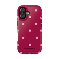 Burgundy with Pink Polka Dots V2 (MagSafe) Phone Case