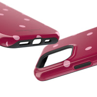 Burgundy with Pink Polka Dots V2 (MagSafe) Phone Case