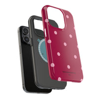 Burgundy with Pink Polka Dots V2 (MagSafe) Phone Case