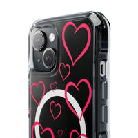 Magenta Hearts (MagSafe) Clear Phone Case