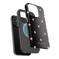 Black with Pink Polka Dots V2 (MagSafe) Phone Case