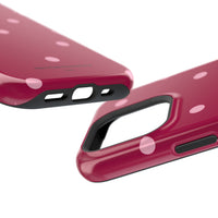 Burgundy with Pink Polka Dots V2 (MagSafe) Phone Case