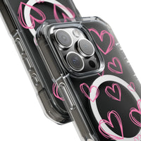 Light Pink Heart Sketches (MagSafe) Clear Phone Case
