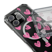 Pink Doodle Hearts (MagSafe) Clear Phone Case