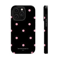 Black with Pink Polka Dots V2 (MagSafe) Phone Case