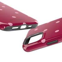 Burgundy with Pink Polka Dots V2 (MagSafe) Phone Case